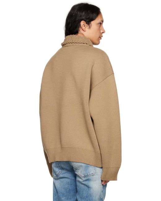 we11done Brown Turtleneck Sweater for men