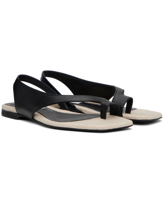 Totême  Black Leather Thong Sandals
