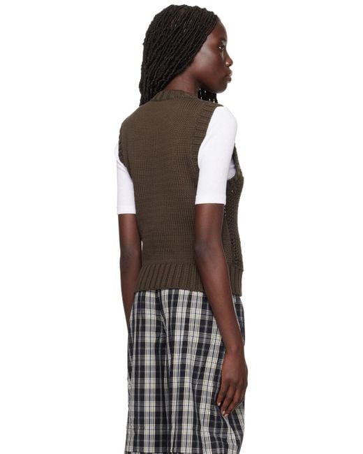 Ganni Brown Rope Vest in Black | Lyst