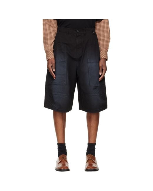 we11done Black Washed Bermuda Cargo Shorts for men