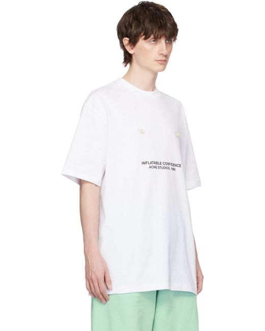 Acne White 'inflatable Confidence' T-shirt for men