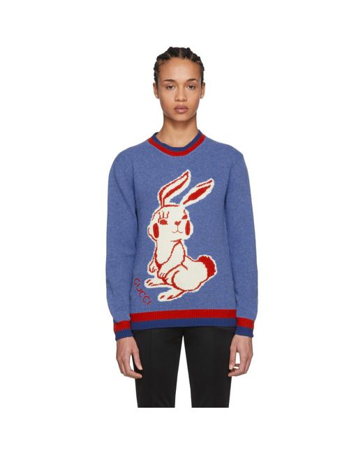 Gucci Blue Rabbit Knit Sweater