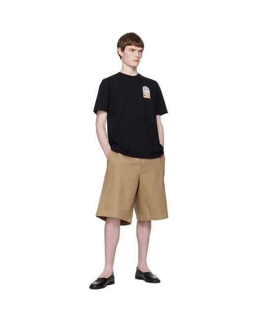 Casablanca Black Tennis Landscape Short Sleeve T‑Shirt for men