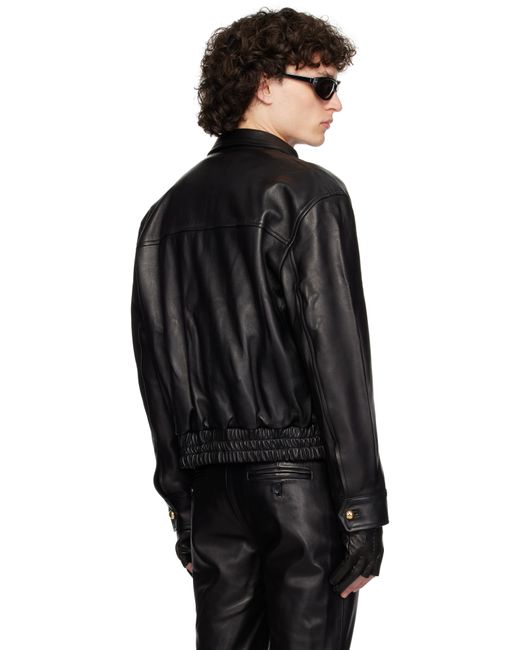 メンズ Ernest W. Baker ブラック Buckle ボンバー レザージャケット Black