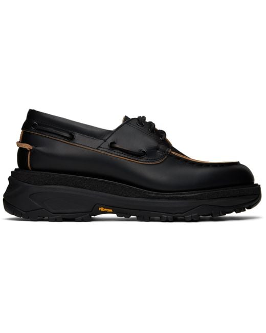 Black Leather Oxfords by sacai on Sale