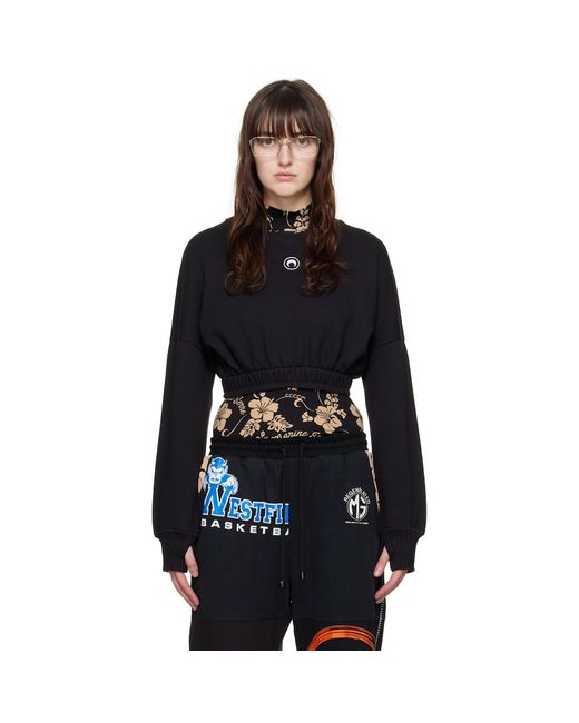 MARINE SERRE Black Cropped Sweatshirt