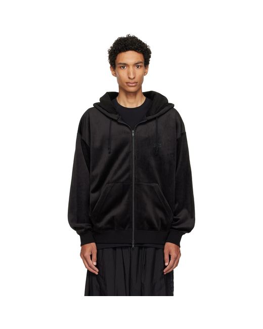 Y-3 Black Velvet Corduroy Zipper Hoodie for men