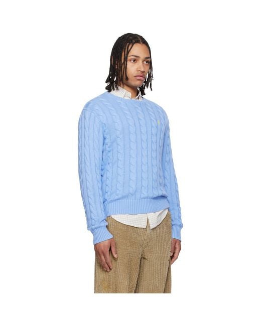 Polo Ralph Lauren Blue Cable-Knit Cotton Sweater for men