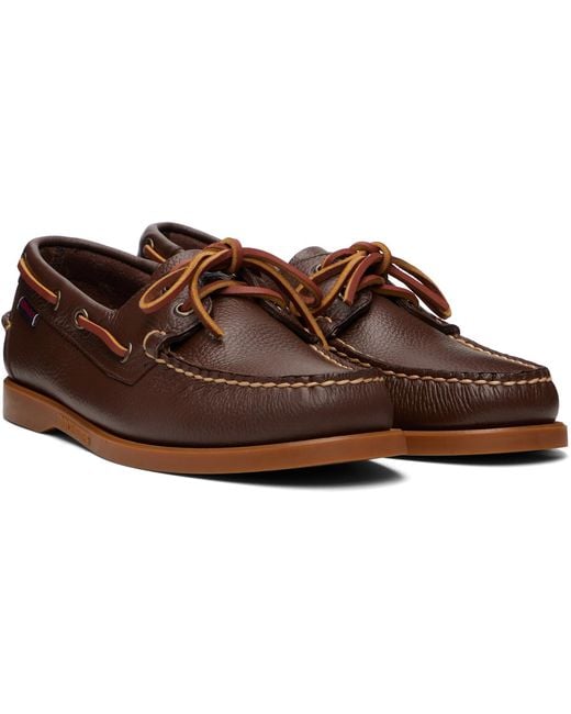 Sebago Brown Portland Martellato Boat Shoes for men