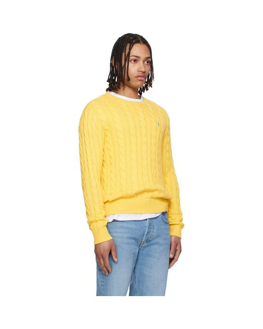 Polo Ralph Lauren Yellow Cable-Knit Cotton Sweater for men