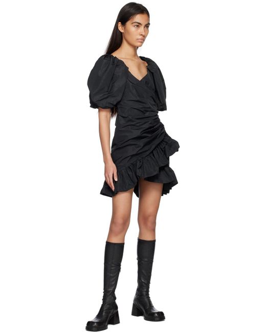 MSGM Black Ruffled Mini Dress
