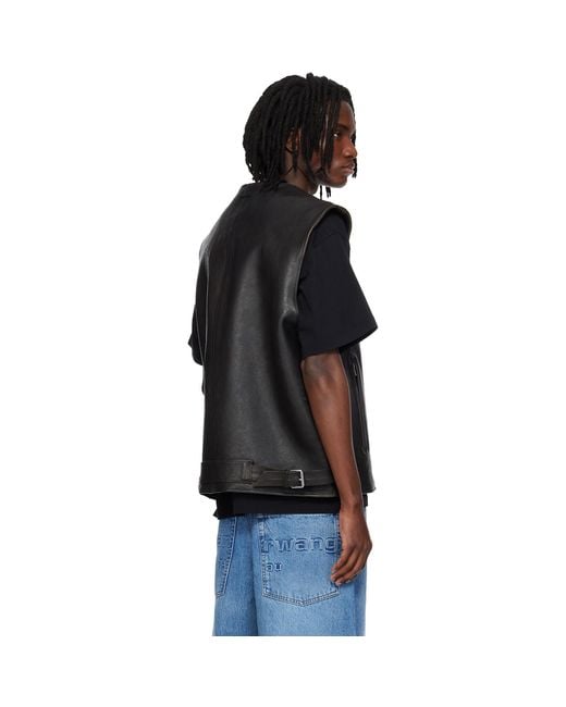 Alexander Wang Black Boxy Moto Leather Vest for men