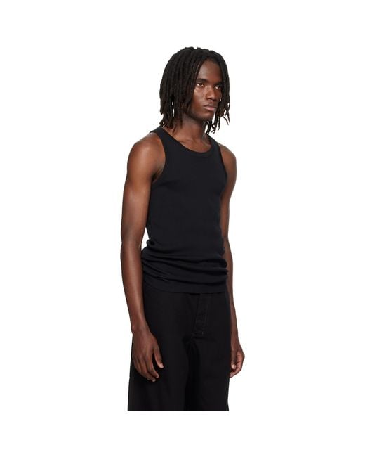 Lemaire Black Ribbed Jersey Tank Top for men
