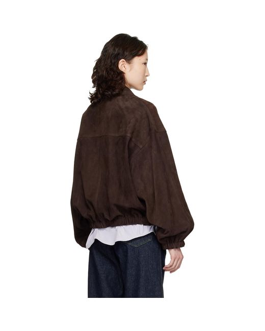 Cordera Brown Paneled Suede Bomber Jacket