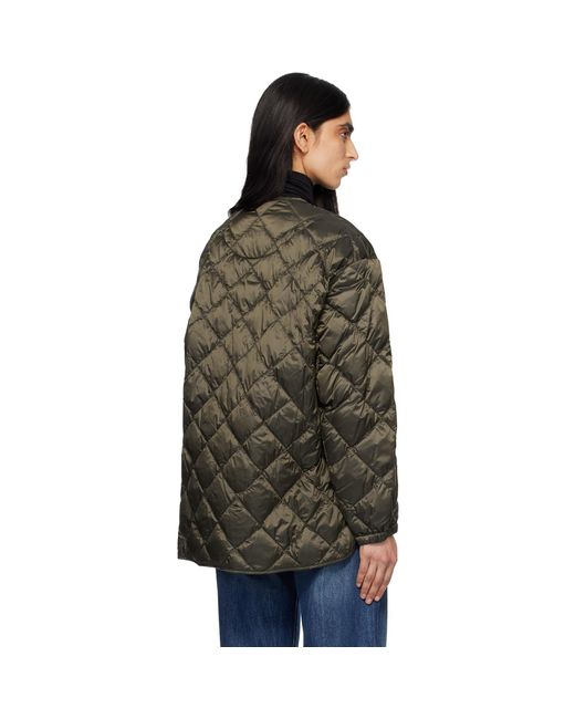 Max Mara Black Khaki Soft Quilted Down Jacket