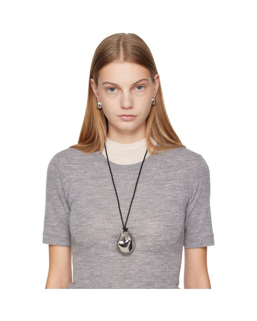 Khaite Black Medium Lotus Pendant Necklace