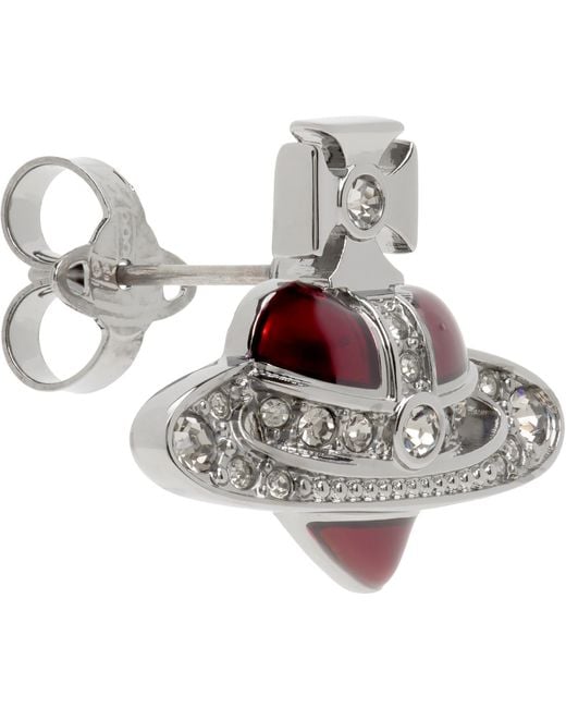 Vivienne Westwood Metallic Diamante Heart Stud Single Earring for men