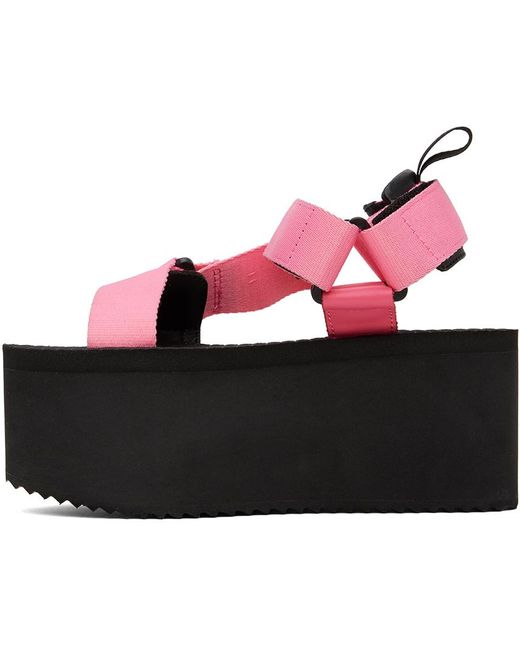 Moschino Red Pink & Black Wedge Sandals