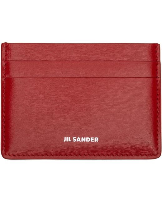 Jil Sander Red Logo Stamp Card Holder