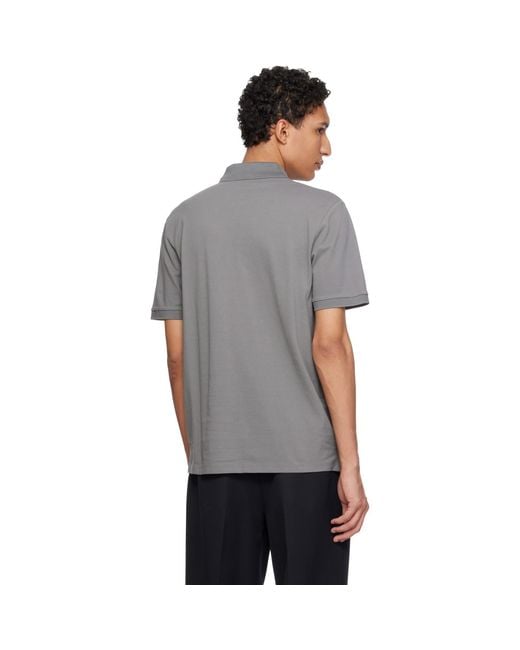 HUGO Gray Cotton Piqué Logo Polo for men