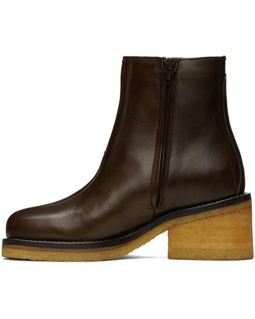 Lemaire Brown Piped Ankle Boots