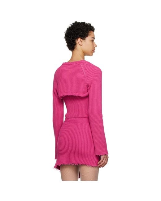 MM6 by Maison Margiela Pink Raw Edge Cardigan