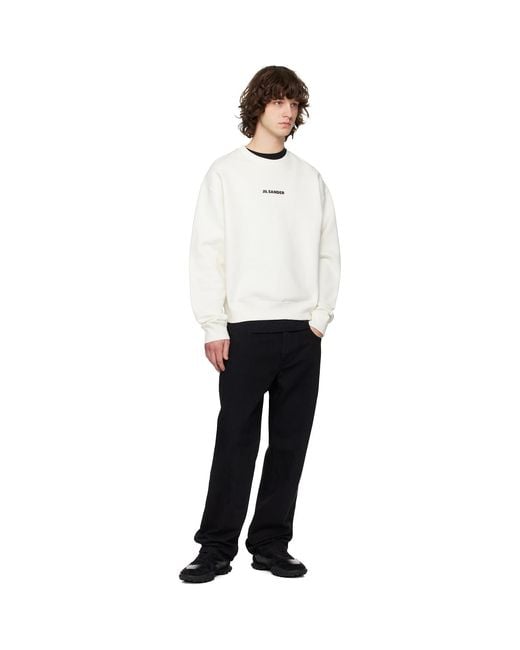 Jil Sander White Off- Logo Sweatshirt for men