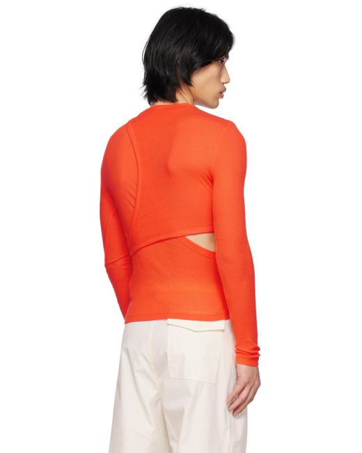 Dion Lee Orange Modular Long Sleeve T-shirt for men