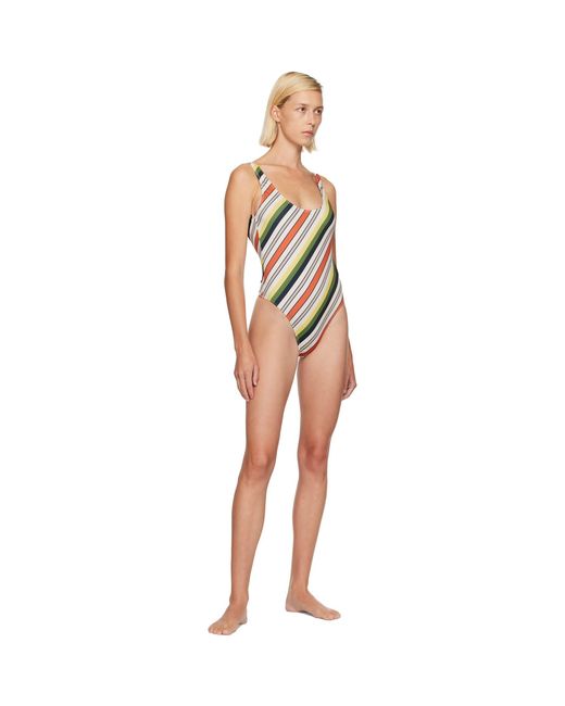 Jean Paul Gaultier Multicolor Printed Retro Stripe Swimsuit