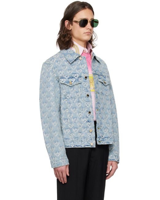 Casablancabrand Gray Distressed Denim Jacket for men