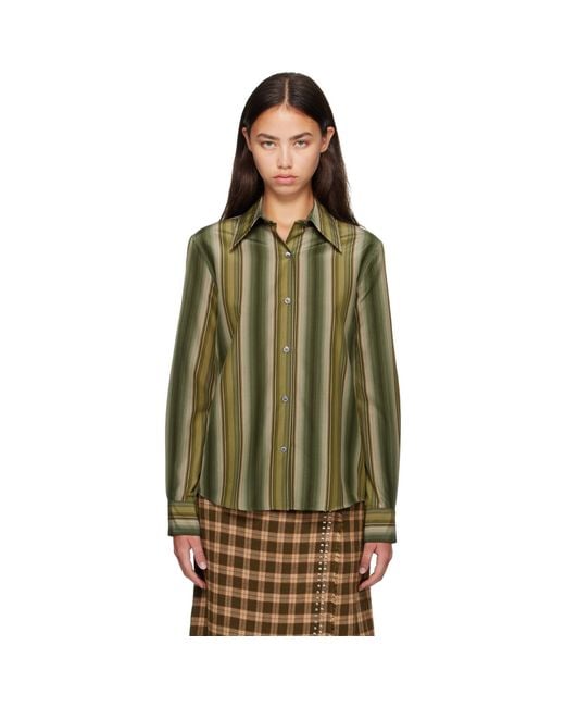 Marni Green Cotton Silk Shirt