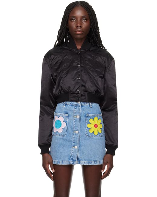 Moschino Jeans Black Embroide Bomber Jacket