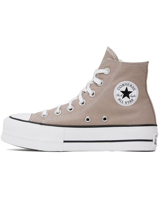 Converse Taupe Chuck Taylor All Star Lift Platform High Top Sneakers in  Black | Lyst