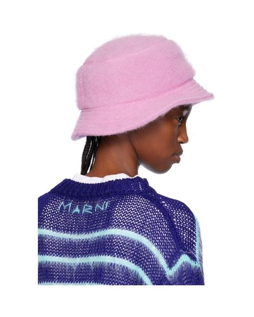 Marni Purple Ssense Exclusive Pink Furry Bucket Hat