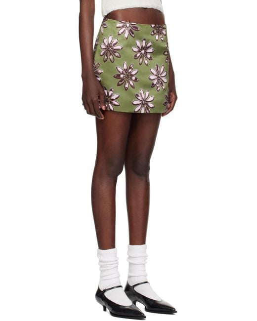 MERYLL ROGGE Black Daisy Scuba Satin Straight Miniskirt