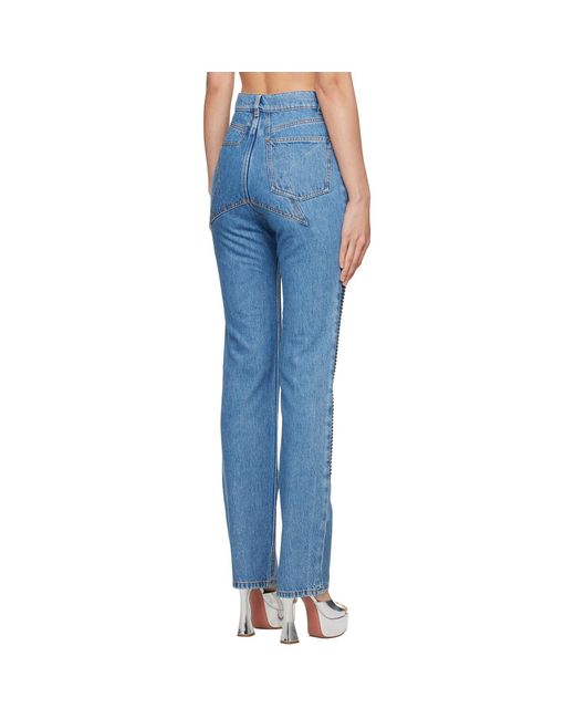 Area Blue Embellished Straight Leg Jeans