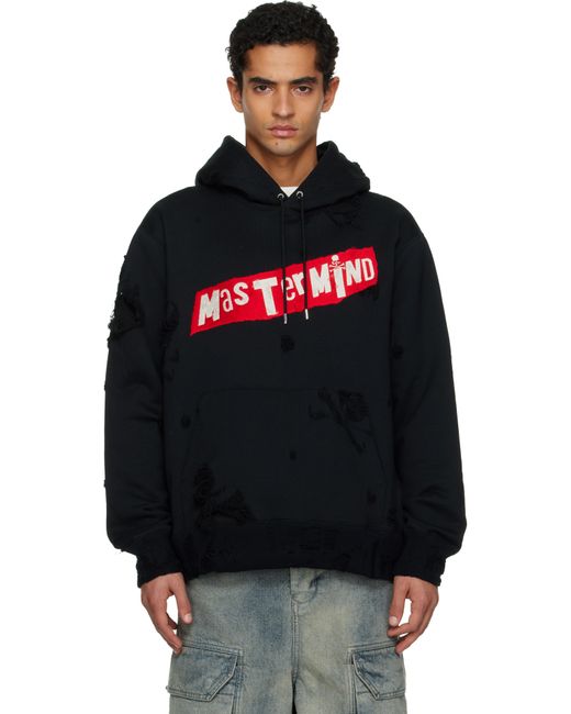 MASTERMIND WORLD Men's Black Distressed Hoodie