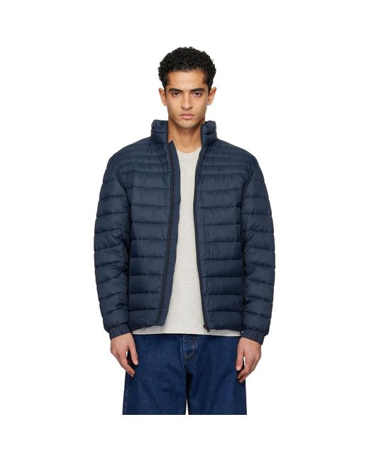 Boss Blue Water-Repellent Mixed Quilting Jacket for men