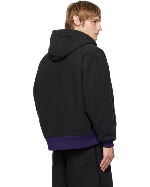 Needles Black Zipped Work Hoodie for men
