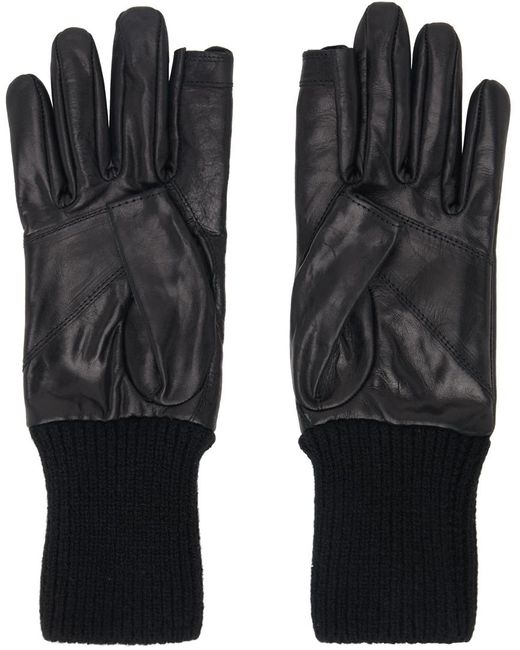 Rick Owens Black Short Ribcuff Gloves for men