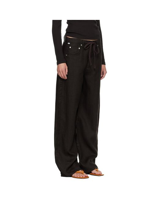 Citizens of Humanity Black Brynn Drawstring Linen Trousers