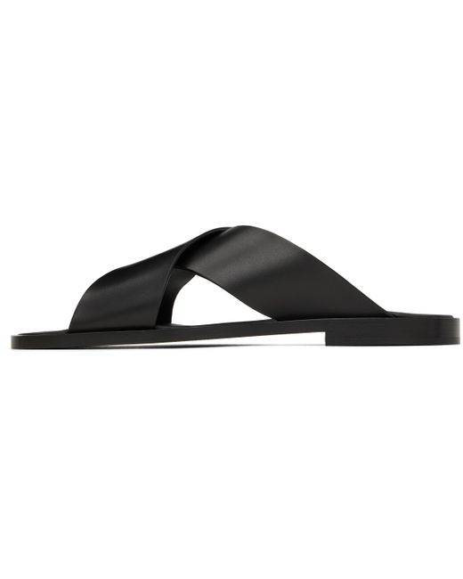 メンズ Dolce & Gabbana ブラック カーフスキン サンダル Black