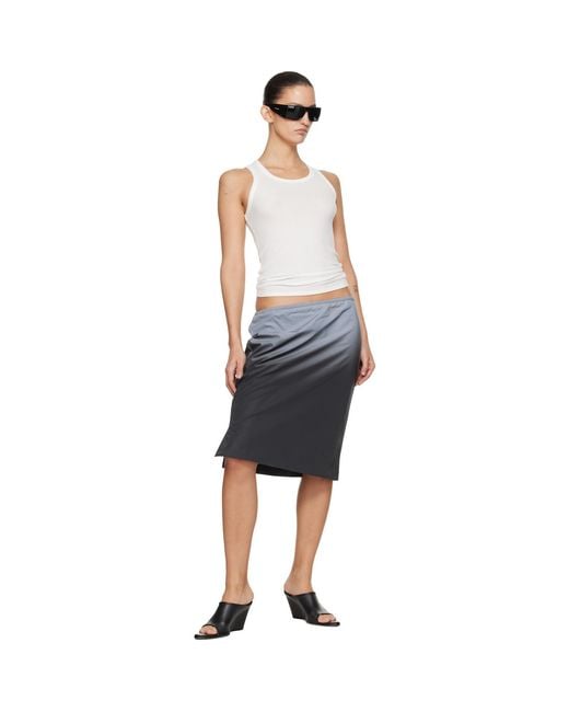 Alexander Wang Black Reflective Mid-Rise Midi Skirt