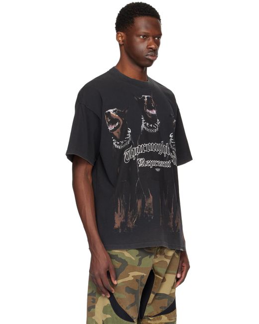 Represent Black 'thoroughb' T-shirt for men