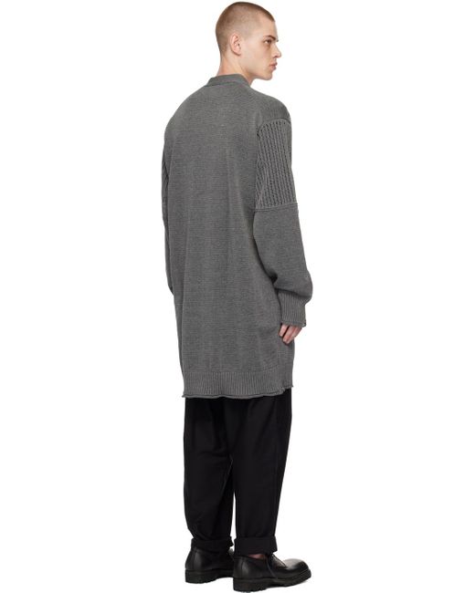 Yohji Yamamoto Black Gray Two-pattern Cardigan for men