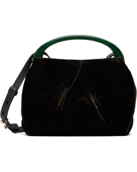 Dries Van Noten Black Velvet Top Handle Bag