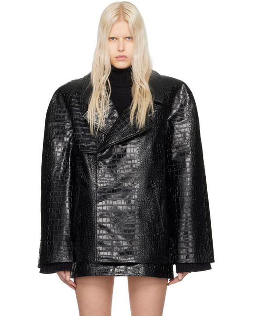 Frankie Shop Black Jackie Faux-Leather Coat