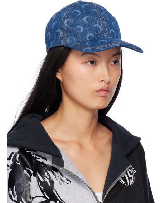 Marine Serre Moon Laser Denim Cap in Blue Lyst UK