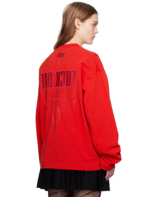 VTMNTS Red Embroide Long Sleeve T-shirt
