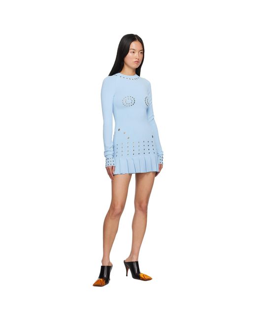 Off-White c/o Virgil Abloh Black Blue Eyelets Minidress